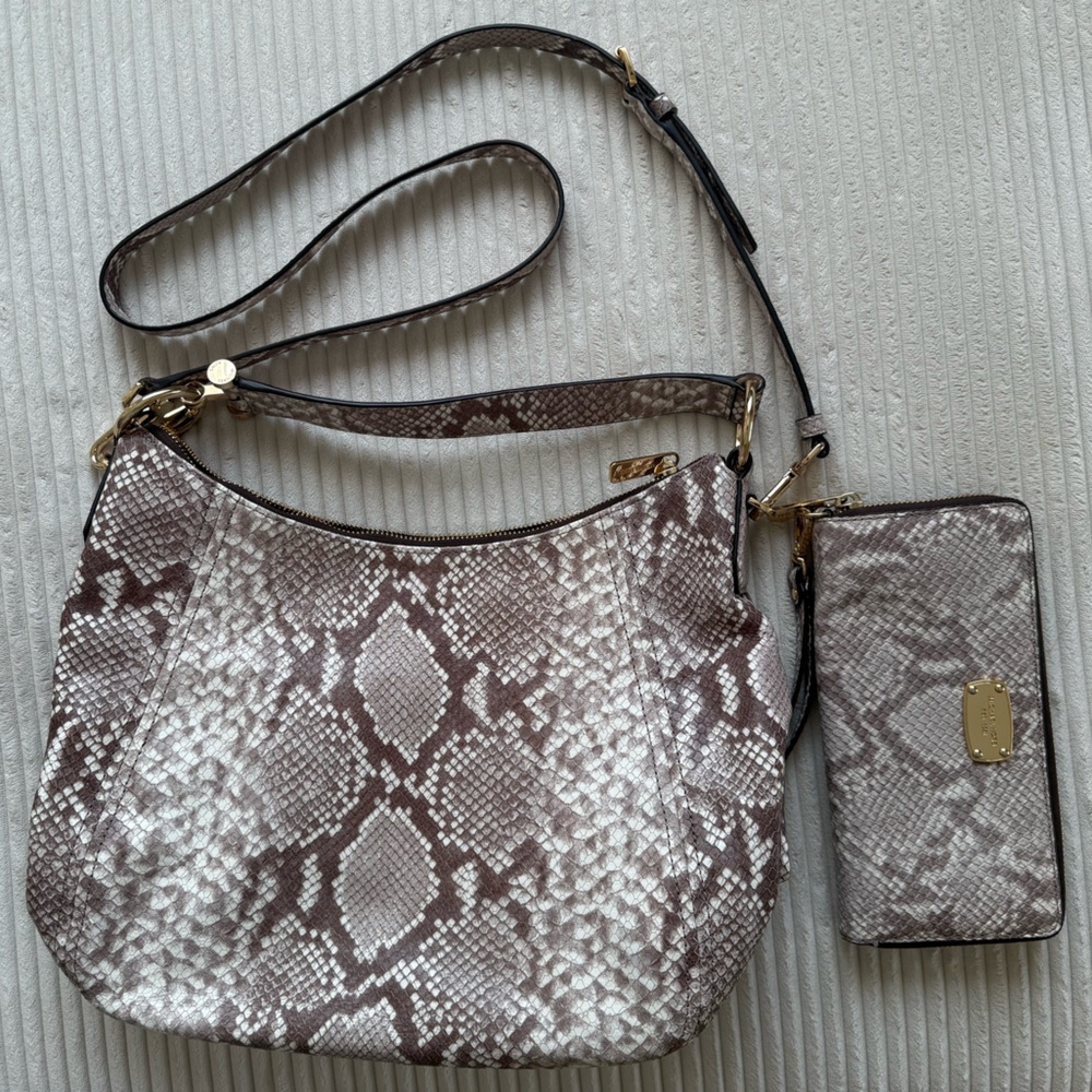 Michael Kors Snakeskin Purse and Matching Wallet